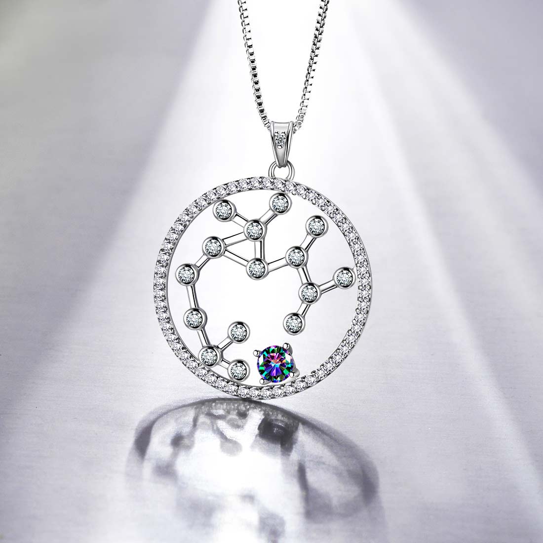 Tokyo Mart Halskette mit Sternzeichen-Anhänger Schütze, Damen- und Mädchenschmuck, Geburtstagsgeschenk, Mystic Topaz, 925er Silber