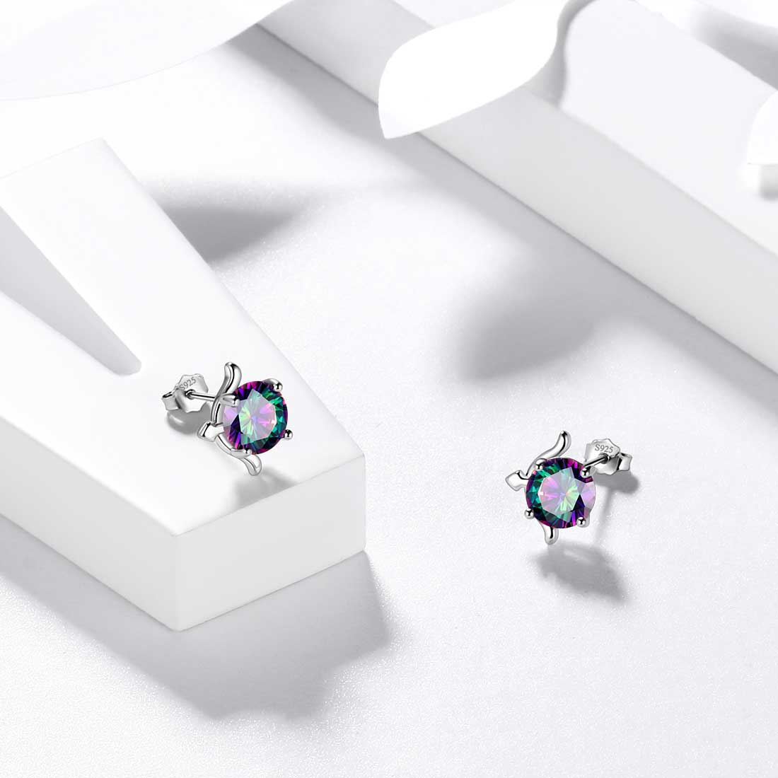 Tokyo Mart Schütze Ohrstecker Damen Mädchen Sternbild Schmuck Mystic Topaz Sterling Silber