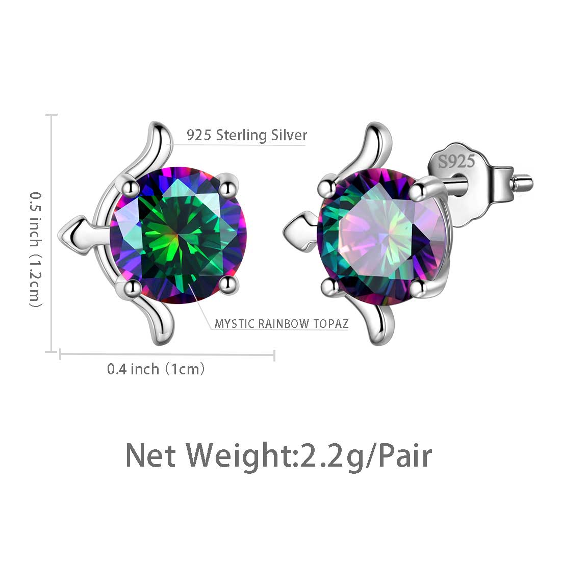 Tokyo Mart Schütze Ohrstecker Damen Mädchen Sternbild Schmuck Mystic Topaz Sterling Silber