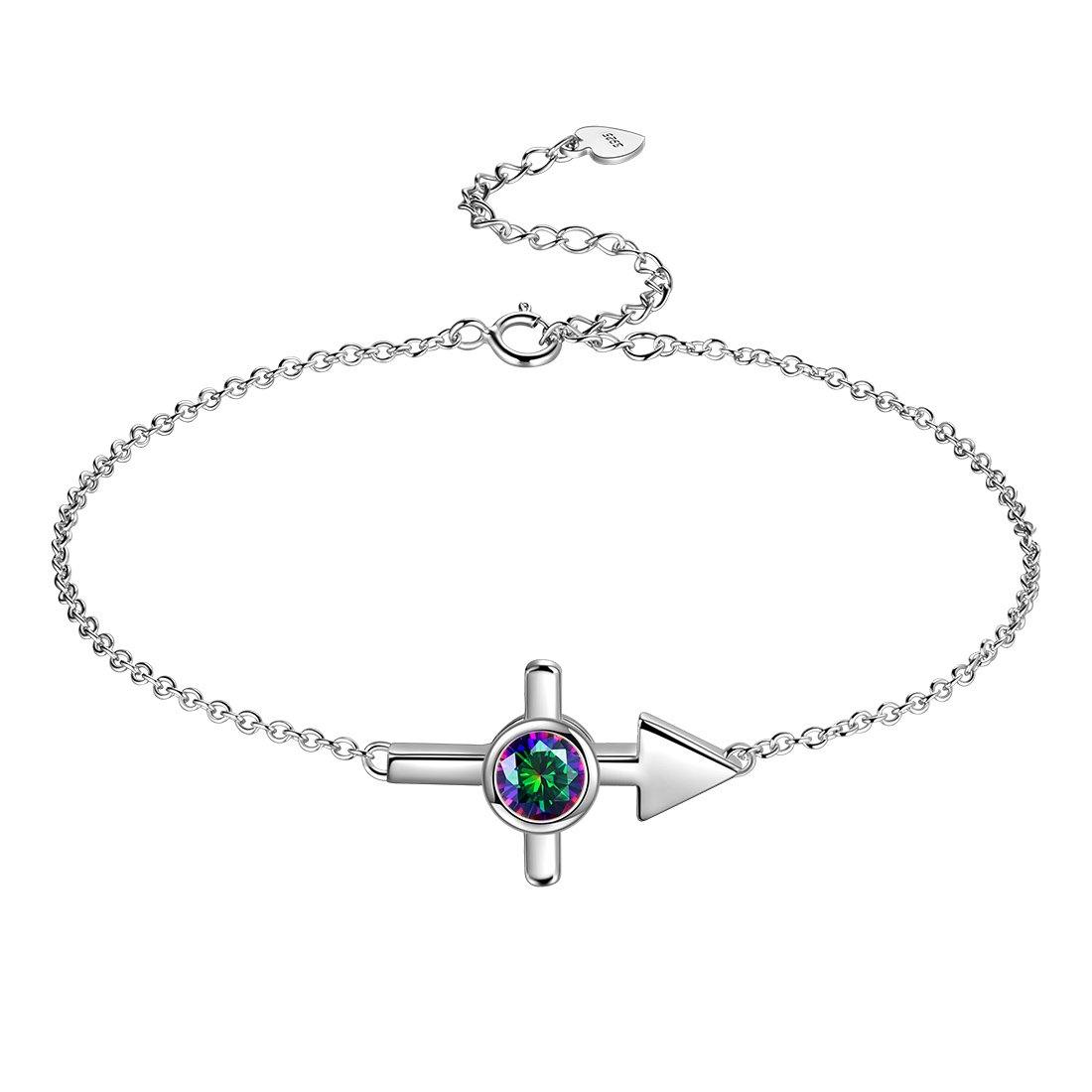 Tokyo Mart Schütze-Armband für Damen und Mädchen, Schmuck, Geburtstagsgeschenk, Mystic Topaz, Sterlingsilber