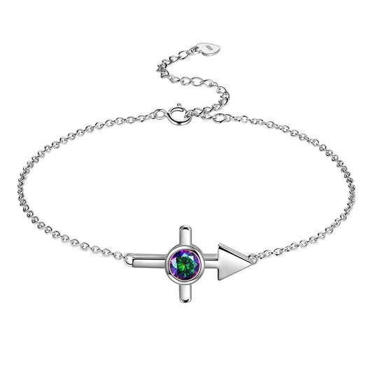 Tokyo Mart Schütze-Armband für Damen und Mädchen, Schmuck, Geburtstagsgeschenk, Mystic Topaz, Sterlingsilber