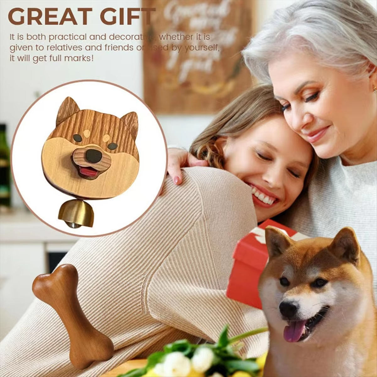 Tokyo Mart Wooden corgi doorbell