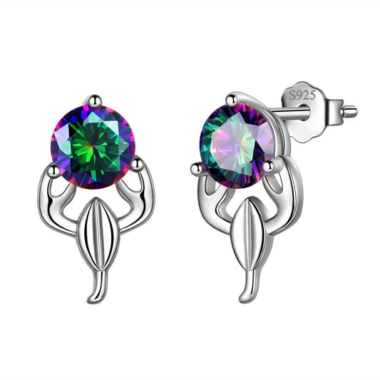 Tokyo Mart Skorpion-Ohrstecker für Damen und Mädchen, Sternbild-Schmuck, Mystic Topaz, Sterlingsilber