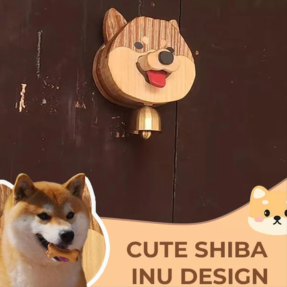 Tokyo Mart Wooden corgi doorbell