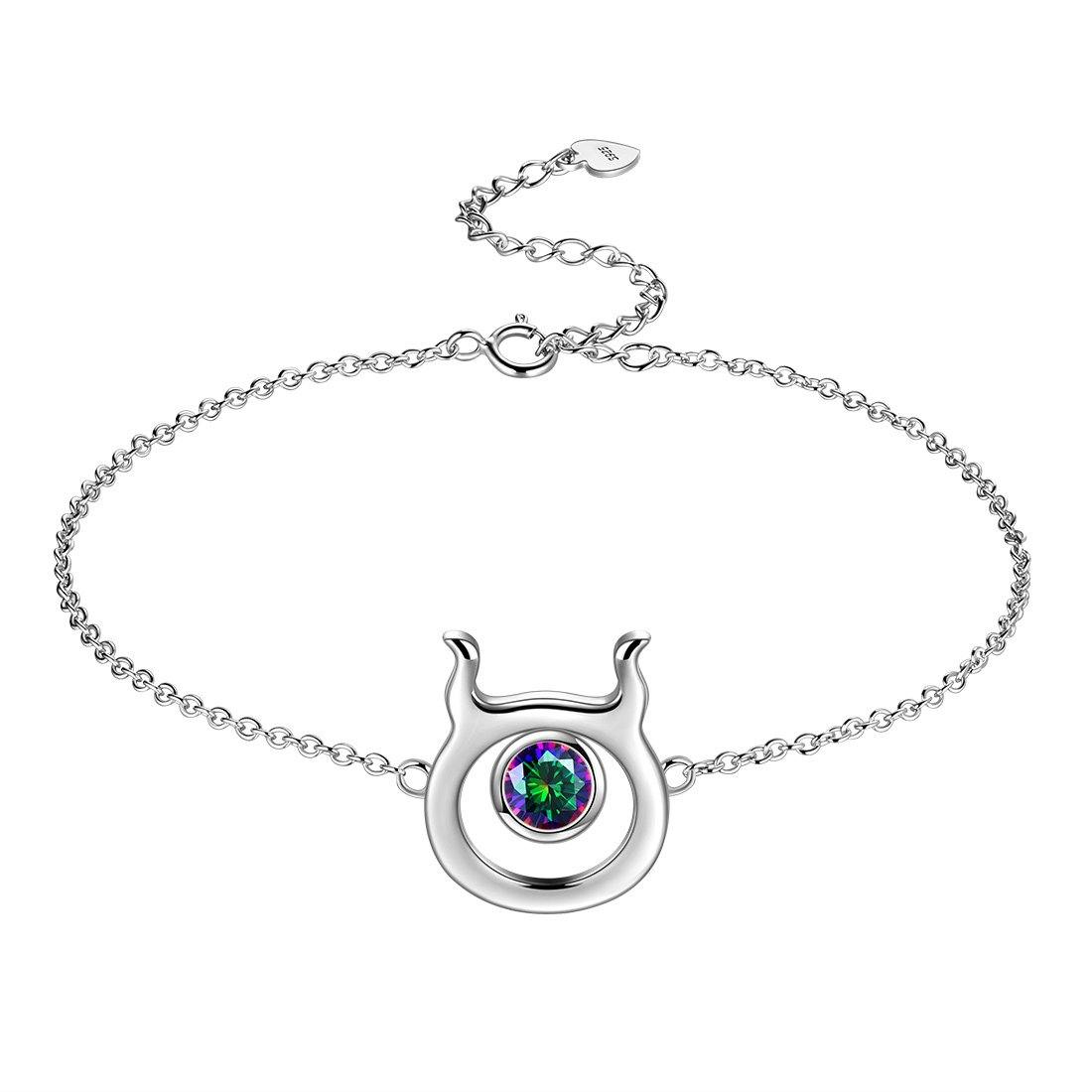 Tokyo Mart Stier-Armband für Damen und Mädchen, Schmuck, Geburtstagsgeschenk, Mystic Topaz, Sterlingsilber