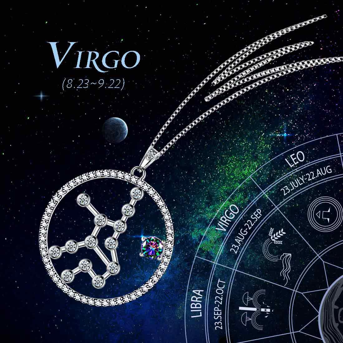 Tokyo Mart Virgo Zodiac Necklace Pendant Women Girls Jewelry Birthday Gift Mystic Topaz 925 Silver