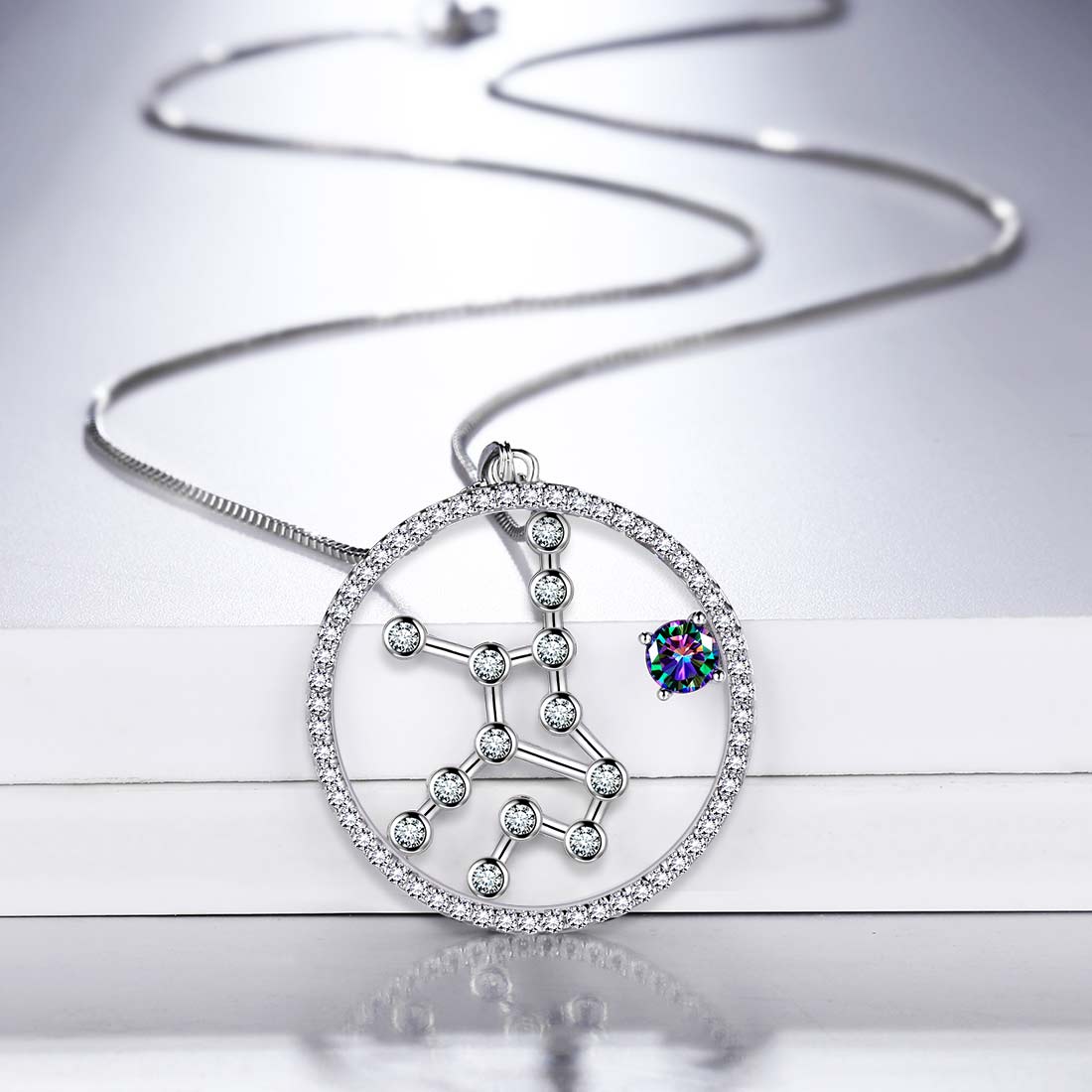 Tokyo Mart Virgo Zodiac Necklace Pendant Women Girls Jewelry Birthday Gift Mystic Topaz 925 Silver