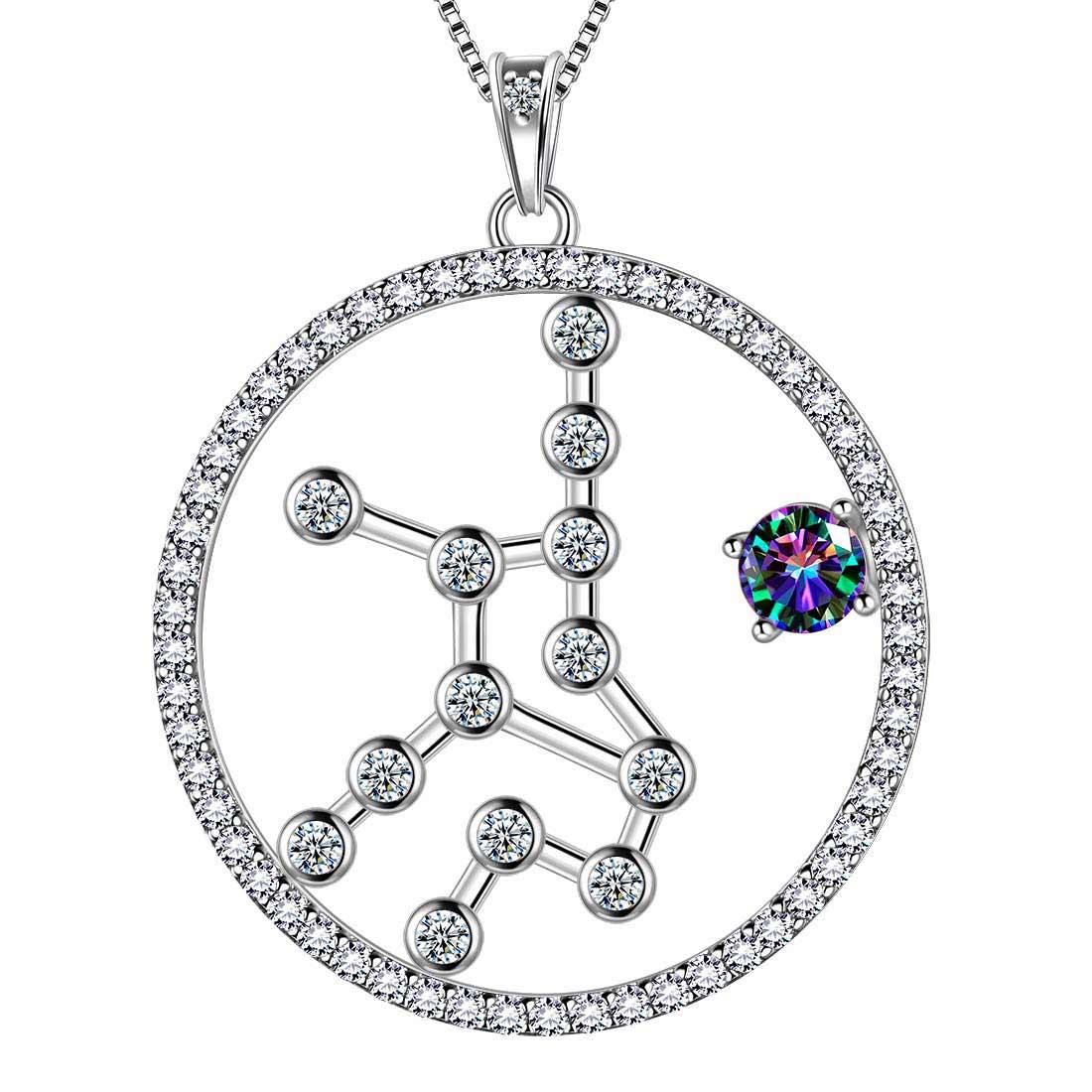 Tokyo Mart Virgo Zodiac Necklace Pendant Women Girls Jewelry Birthday Gift Mystic Topaz 925 Silver