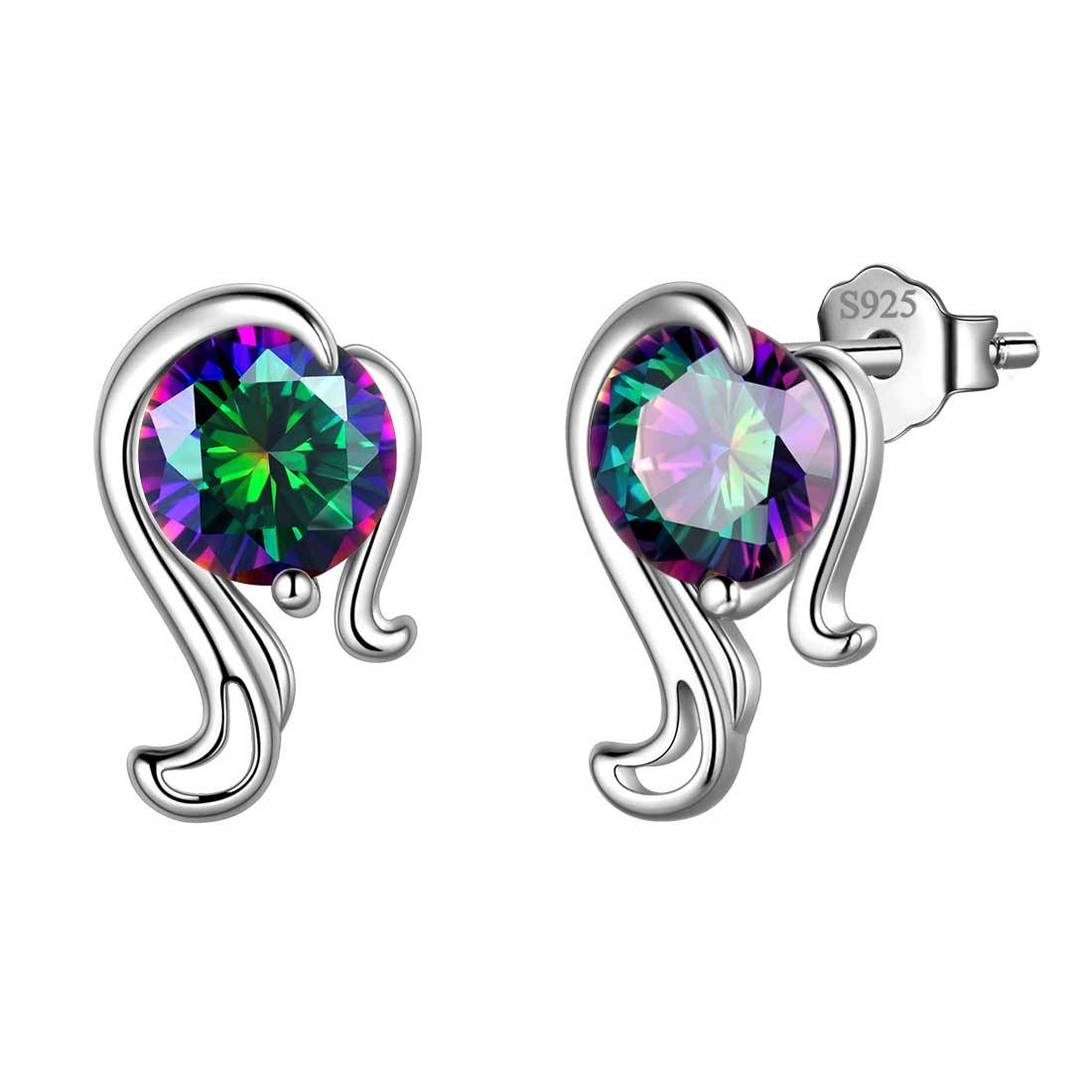 Tokyo Mart Virgo Stud Earrings Women Girls Constellation Jewelry Mystic Topaz Sterling Silver