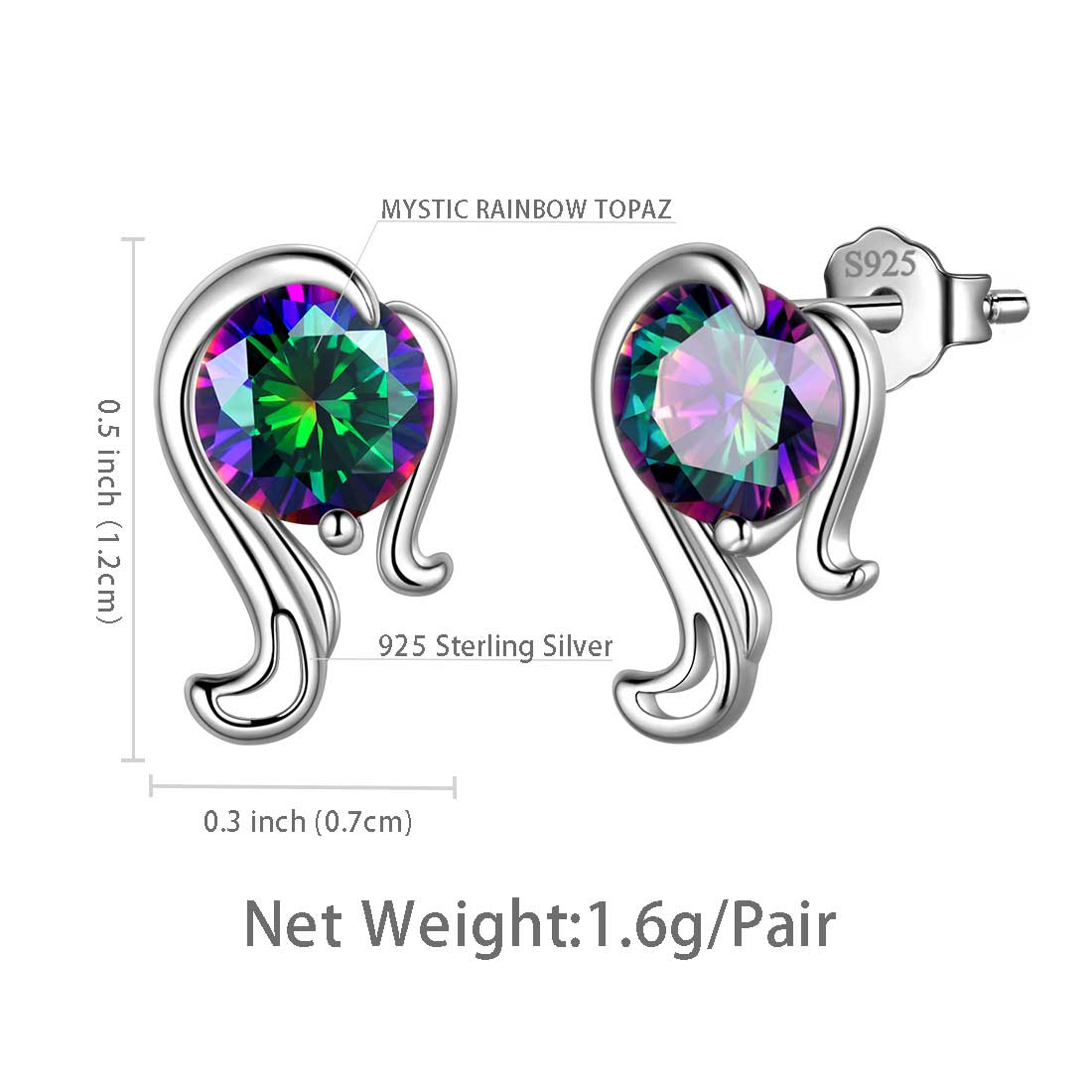 Tokyo Mart Virgo Stud Earrings Women Girls Constellation Jewelry Mystic Topaz Sterling Silver