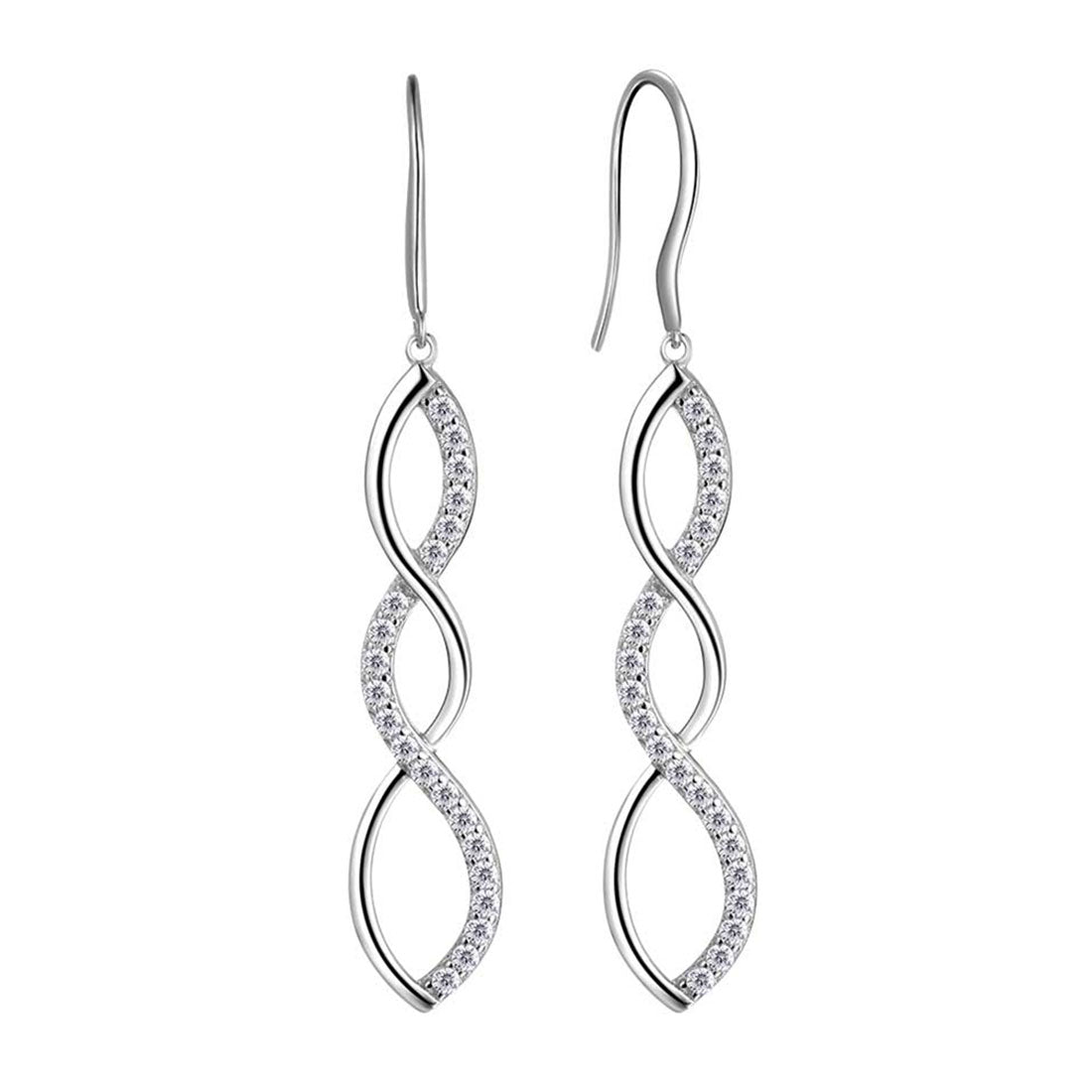 Tokyo Mart Infinity Women Dangle Earrings Drop Jewelry 925 Sterling Silver