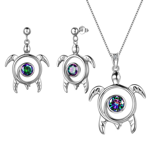 Tokyo Mart Turtle Rainbow Mystic Topaz Jewelry Sets Women Girls Gift Sterling Silver