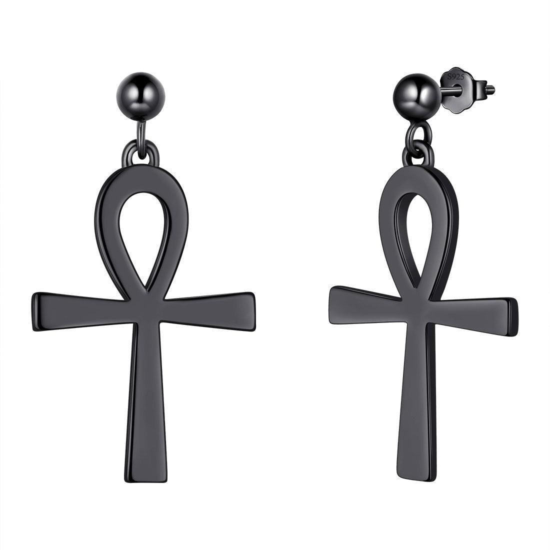 Tokyo Mart Ankh Cross Drop Earrings Women Mens Jewelry Sterling Silver