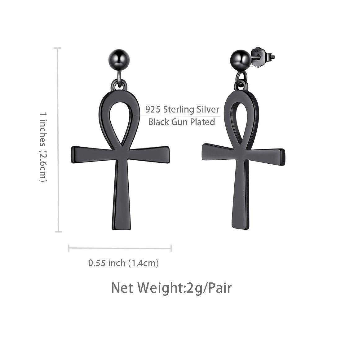 Tokyo Mart Ankh Cross Drop Earrings Women Mens Jewelry Sterling Silver