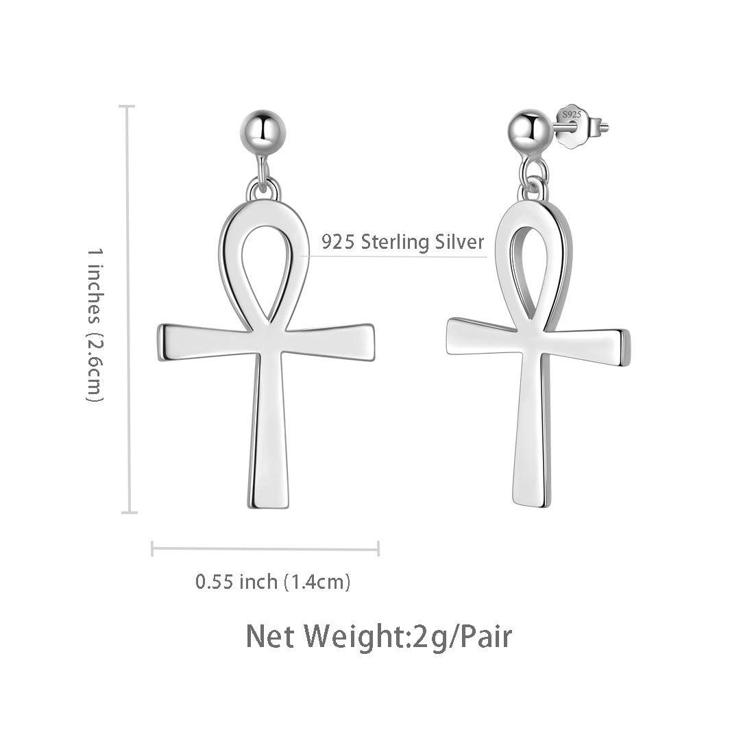 Tokyo Mart Ankh Cross Drop Earrings Women Mens Jewelry Sterling Silver