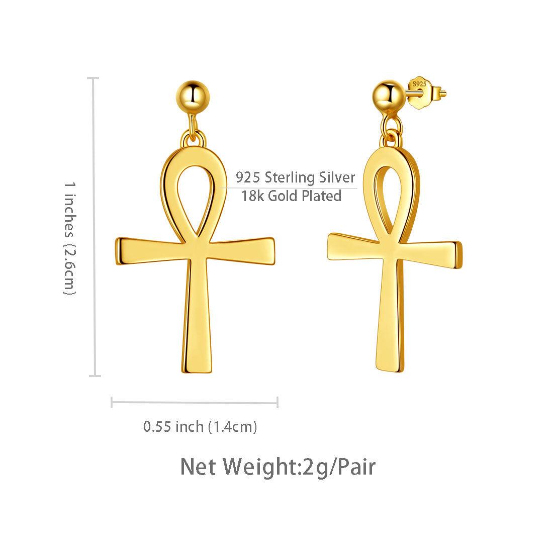 Tokyo Mart Ankh Cross Drop Earrings Women Mens Jewelry Sterling Silver