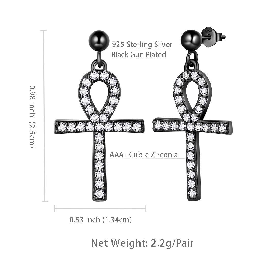 Tokyo Mart Ankh Cross Drop Earrings Women Mens Jewelry Sterling Silver