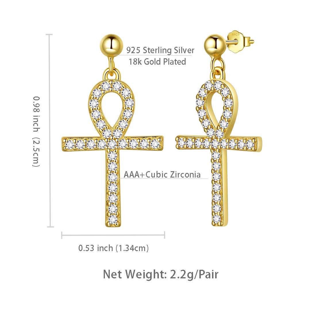 Tokyo Mart Ankh Cross Drop Earrings Women Mens Jewelry Sterling Silver