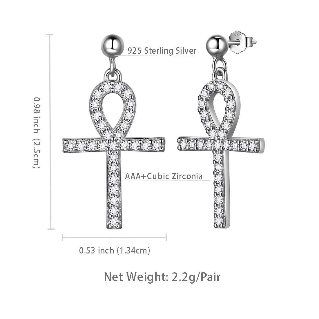 Tokyo Mart Ankh Cross Drop Earrings Women Mens Jewelry Sterling Silver