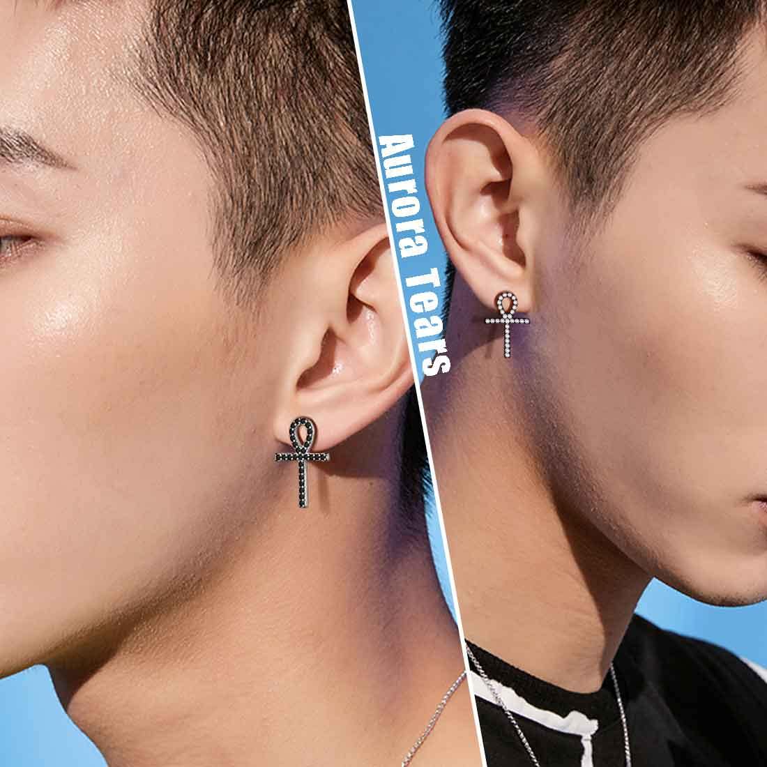 Tokyo Mart Ankh Cross Stud Earrings Women Mens Jewelry Sterling Silver