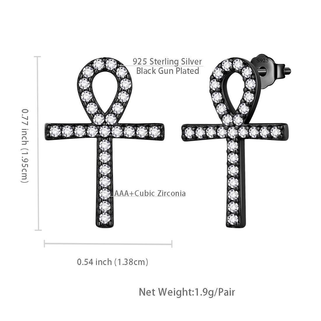 Tokyo Mart Ankh Cross Stud Earrings Women Mens Jewelry Sterling Silver