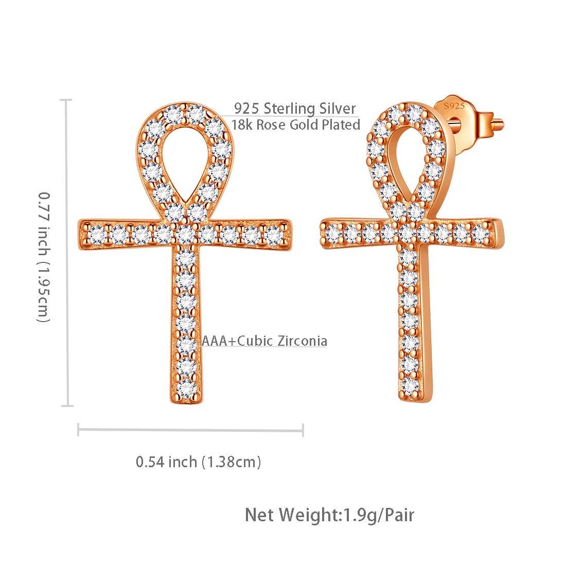 Tokyo Mart Ankh Cross Stud Earrings Women Mens Jewelry Sterling Silver