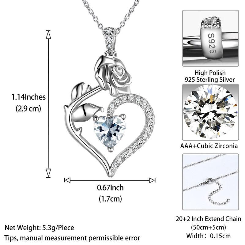 Tokyo Mart April Diamond Necklace Women Heart Birthstone Pendant Flower Rose Jewelry Birthday Gifts