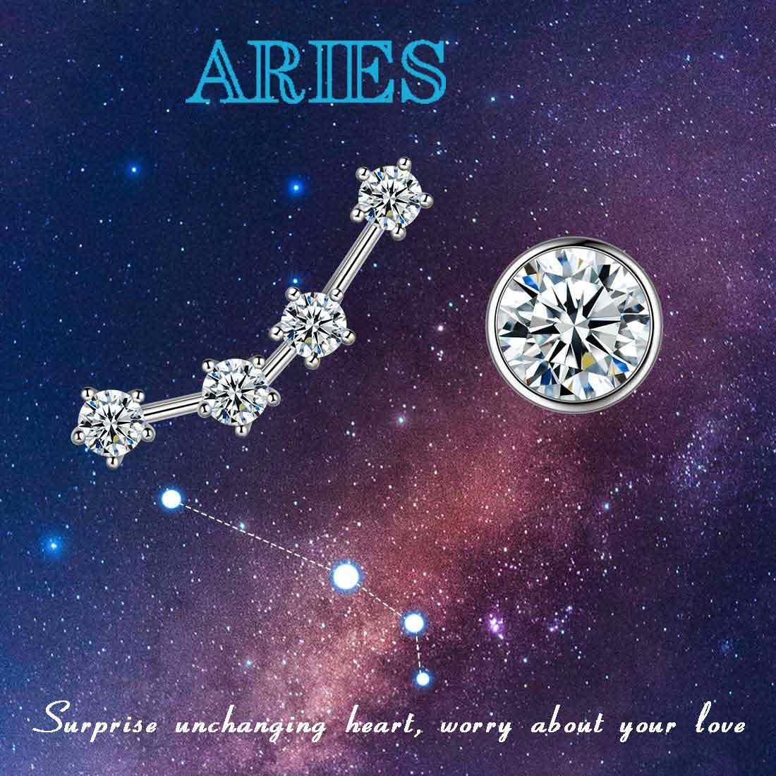 Tokyo Mart Aries Earrings April Birthstone Zodiac Studs Women Girls Jewelry Birthday Gift