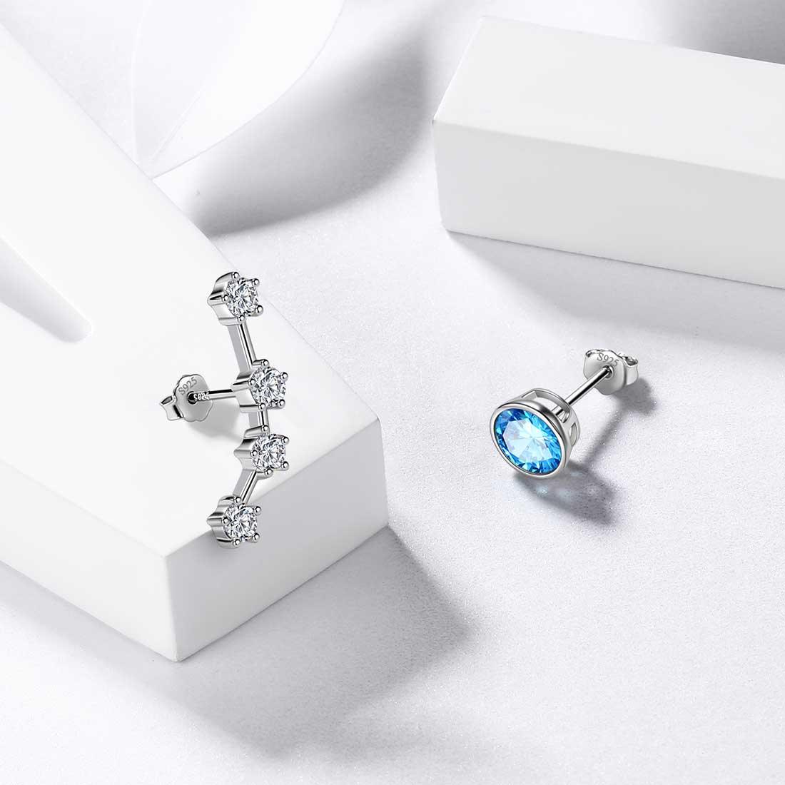 Tokyo Mart Aries Earrings March Birthstone Zodiac Studs Women Girls Jewelry Birthday Gift