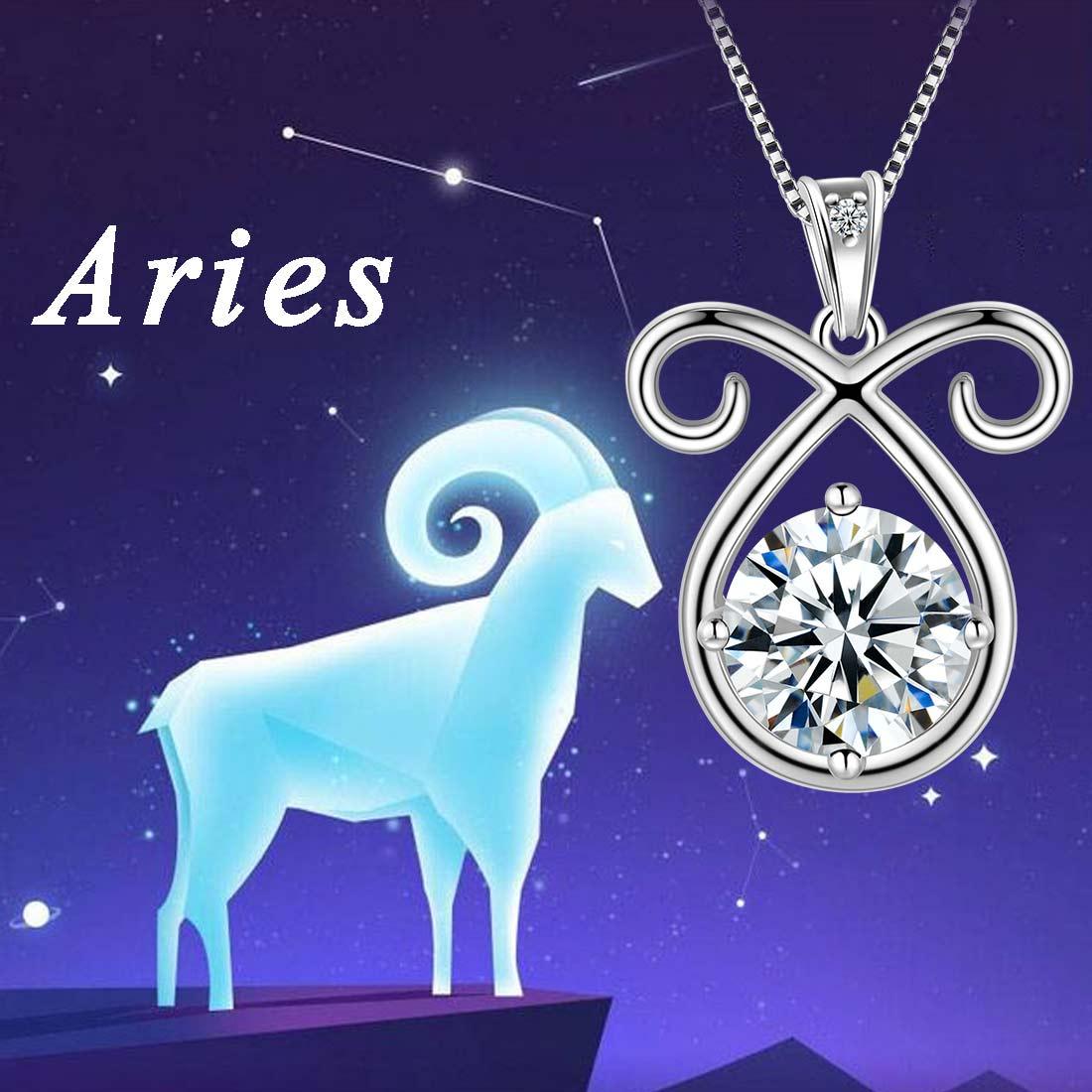 Tokyo Mart Aries Zodiac Necklace April Birthstone Pendant Women Girls Jewelry Birthday Gift Women Girls Jewelry Birthday Gift