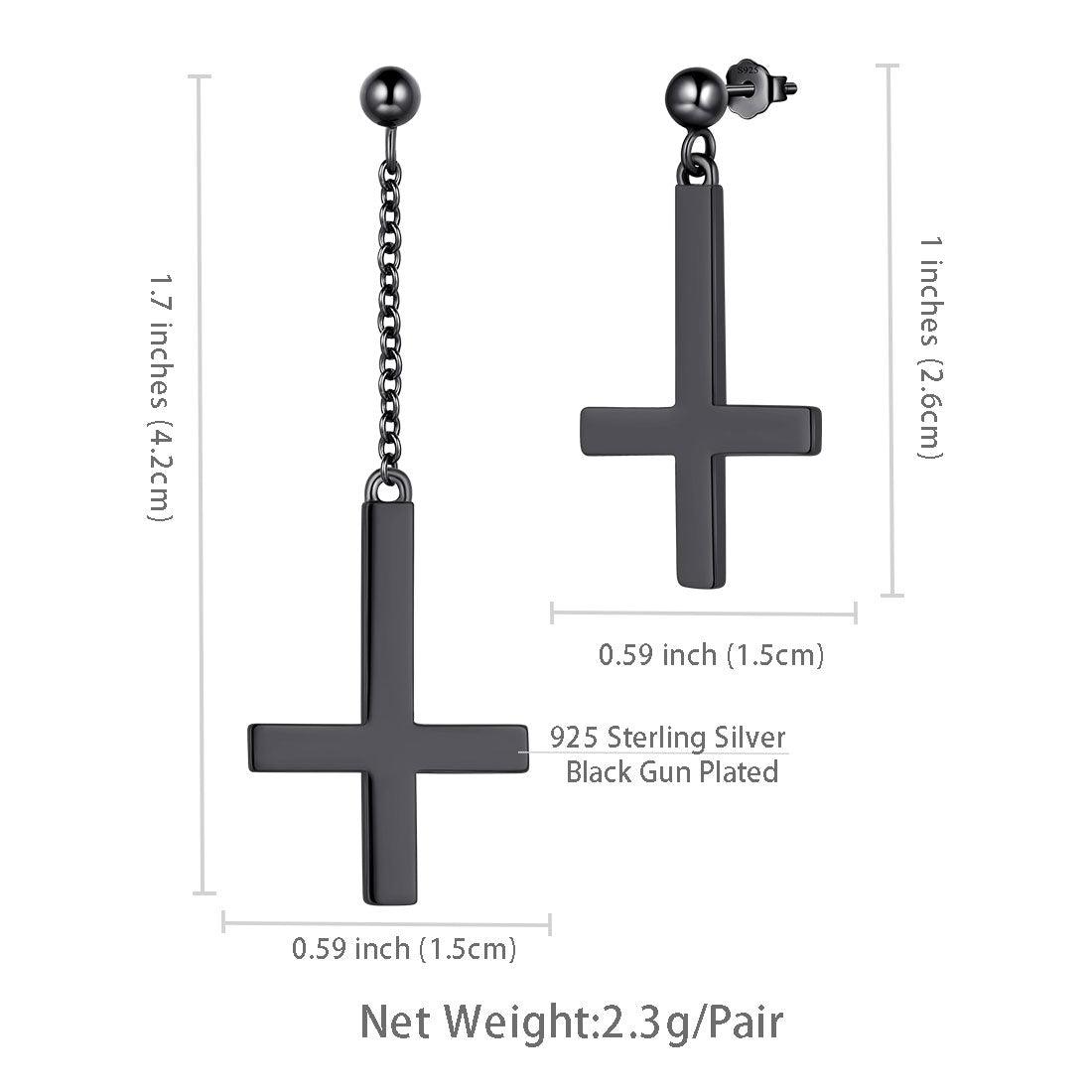 Tokyo Mart Asymmetry Upside Down Cross Earrings Stud Dangle Women Mens Jewelry