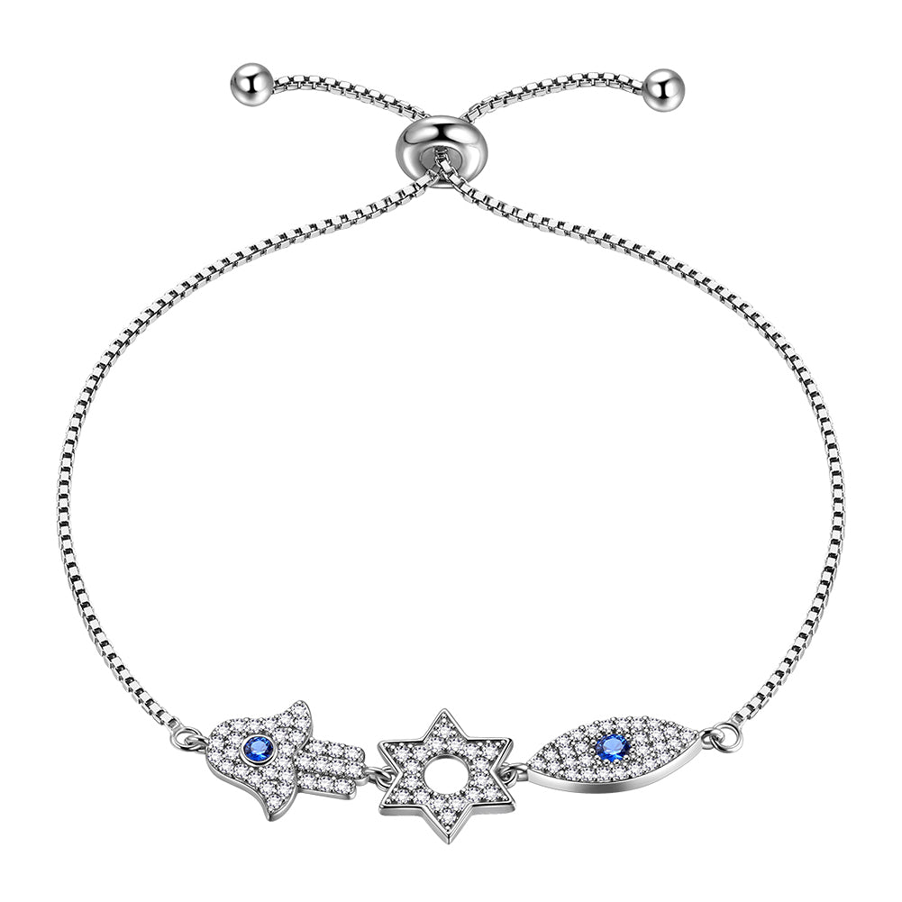 Tokyo Mart Blue Evil Eye Bracelets Women Girl Amulet Jewelry Hamsa Fatima Hand Stars of David Bracelet