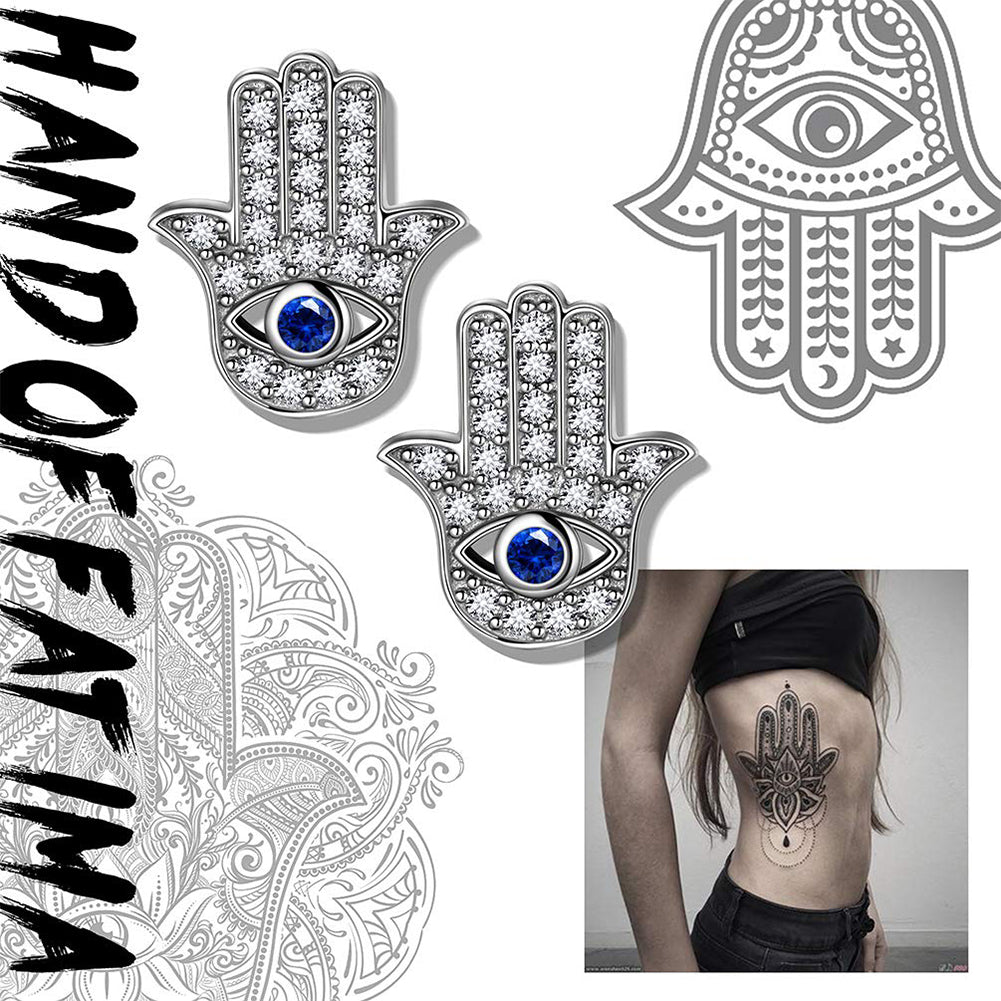 Tokyo Mart Blue Evil Eye Earrings Stud Women Girls Protection Jewelry Hamsa Hand of Fatima 925 Sterling Silver