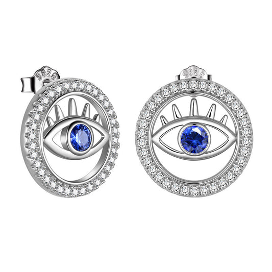 Tokyo Mart Blue Evil Eye Earrings Studs Men Womens 925 sterling silver Amulet Protection Jewelry