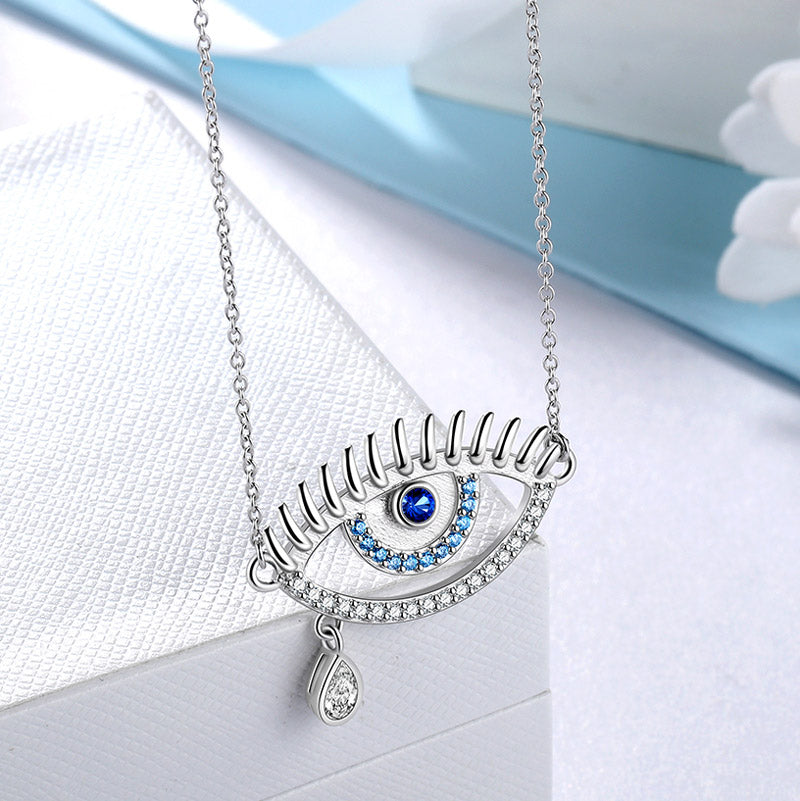 Tokyo Mart Blue Evil Eye Necklace Men Womens 925 sterling silver Amulet Protection Jewelry