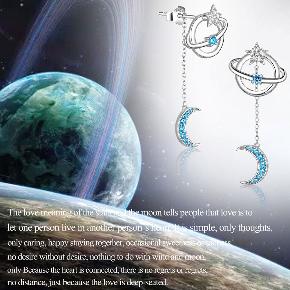 Tokyo Mart Women Celestial Moon & Star Earth Planet Dangle Earrings Grils Jewelry