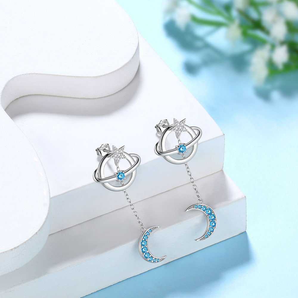 Tokyo Mart Women Celestial Moon & Star Earth Planet Dangle Earrings Grils Jewelry