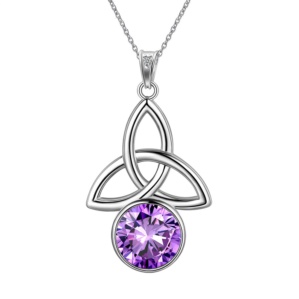 Tokyo Mart Women Celtic Knot Birthstone Necklace Pendant Girls Birthsday Gift Crystal Luck Knot Jewelry