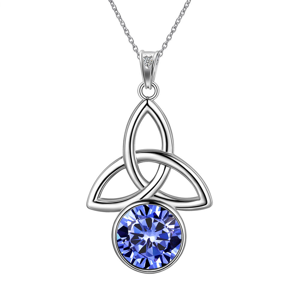 Tokyo Mart Women Celtic Knot Birthstone Necklace Pendant Girls Birthsday Gift Crystal Luck Knot Jewelry