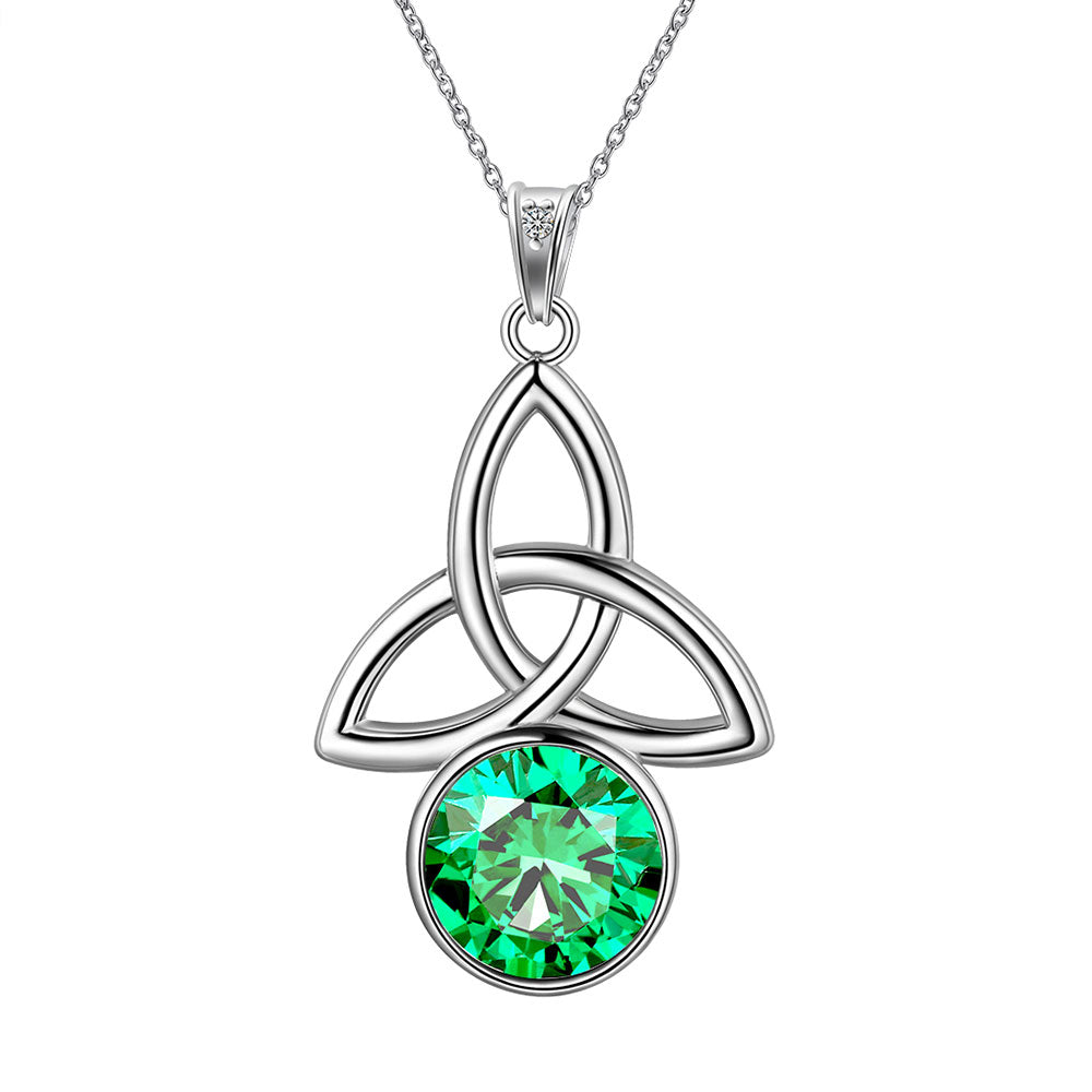 Tokyo Mart Women Celtic Knot Birthstone Necklace Pendant Girls Birthsday Gift Crystal Luck Knot Jewelry