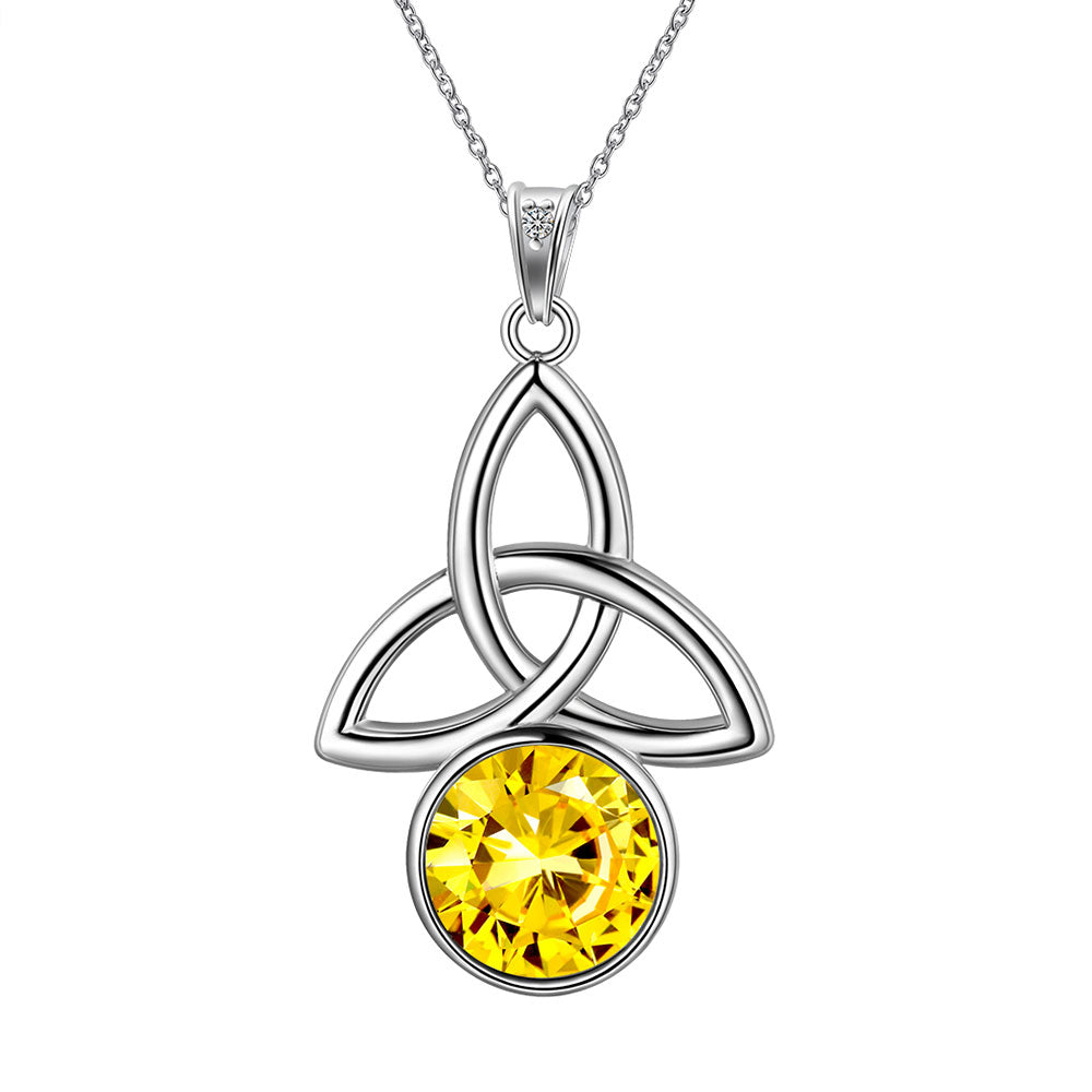 Tokyo Mart Celtic Knot Birthstone Necklace Pendant Women Girls Birthsday Gift Crystal Luck Knot Jewelry