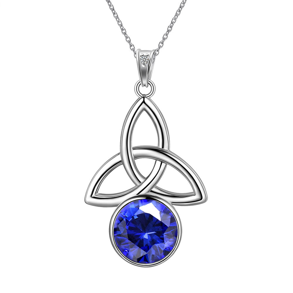 Tokyo Mart Celtic Knot Birthstone Necklace Pendant Women Girls Birthsday Gift Crystal Luck Knot Jewelry