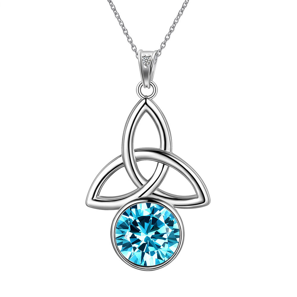 Tokyo Mart Women Celtic Knot Birthstone Necklace Pendant Girls Birthsday Gift Crystal Luck Knot Jewelry