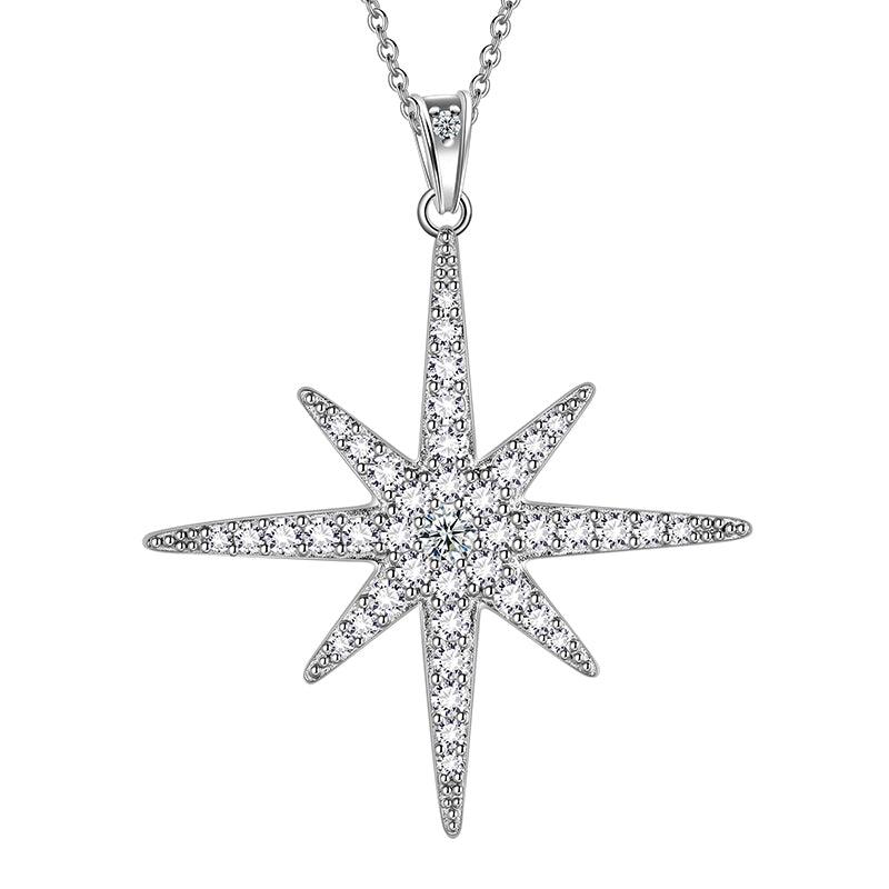 Tokyo Mart Eight-Pointed Star Moissanite Necklace Women Girls Jewelry Pendant 925 Sterling Silver