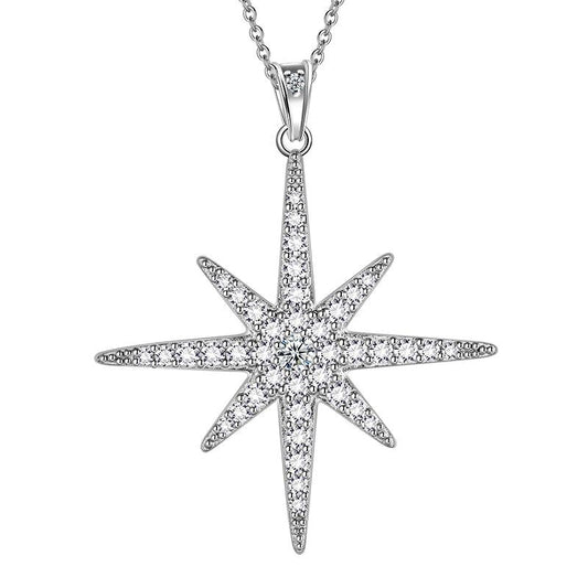 Tokyo Mart Eight-Pointed Star Moissanite Necklace Women Girls Jewelry Pendant 925 Sterling Silver