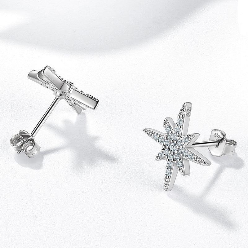 Tokyo Mart Eight-Pointed Star Moissanite Stud Earrings Women Girls Jewelry 925 Sterling Silver