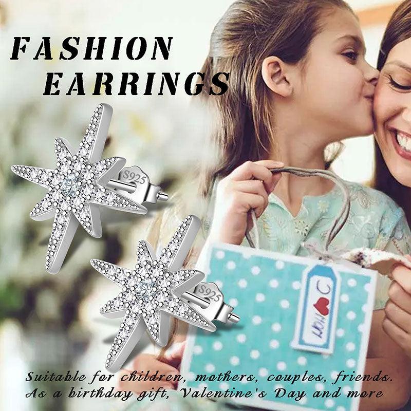 Tokyo Mart Eight-Pointed Star Moissanite Stud Earrings Women Girls Jewelry 925 Sterling Silver