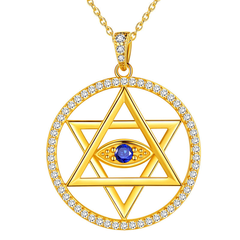 Tokyo Mart Blue Evil Eye Star of David Necklace Pendant Men Womens Jewelry 925 sterling silver