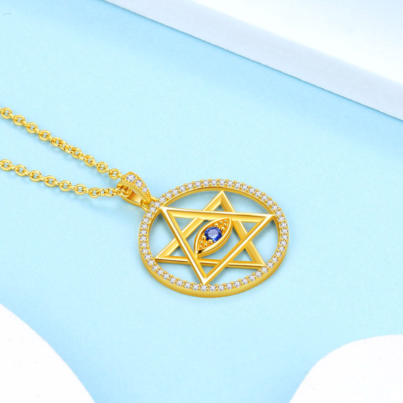 Tokyo Mart Blue Evil Eye Star of David Necklace Pendant Men Womens Jewelry 925 sterling silver