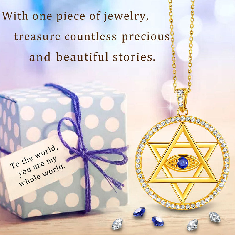 Tokyo Mart Blue Evil Eye Star of David Necklace Pendant Men Womens Jewelry 925 sterling silver